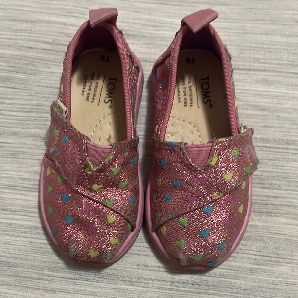 Toms Pink and Blue Moccasins Comfortable Slip-On Shoes TODDLER 5
